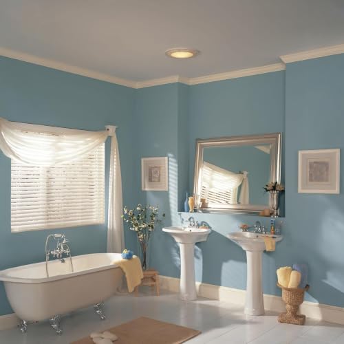 Image of Broan-NuTone 750 Round Fan and Light Combo for Bathroom and Home, White Grille with Glass Lens, 100-Watts, 3.5 Sones, 100 CFM