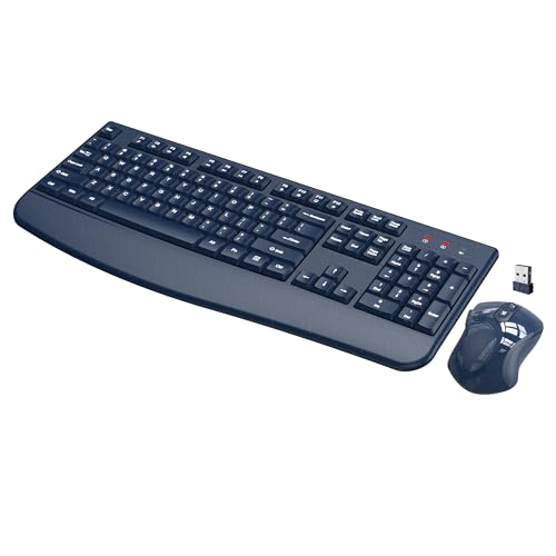 Wireless Keyboard and Mouse Combo, Full-Sized 2.4GHz Wireless Keyboard with Comfortable Palm Rest and Optical Mouse for Windows, Mac OS PC/Desktops/Computer/Laptops (Starry Blue)
