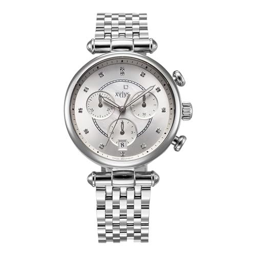 Image of Xylys Sparkle Swiss Chronograph Silver Stainless Steel Strap Silver Dial Watch for Women