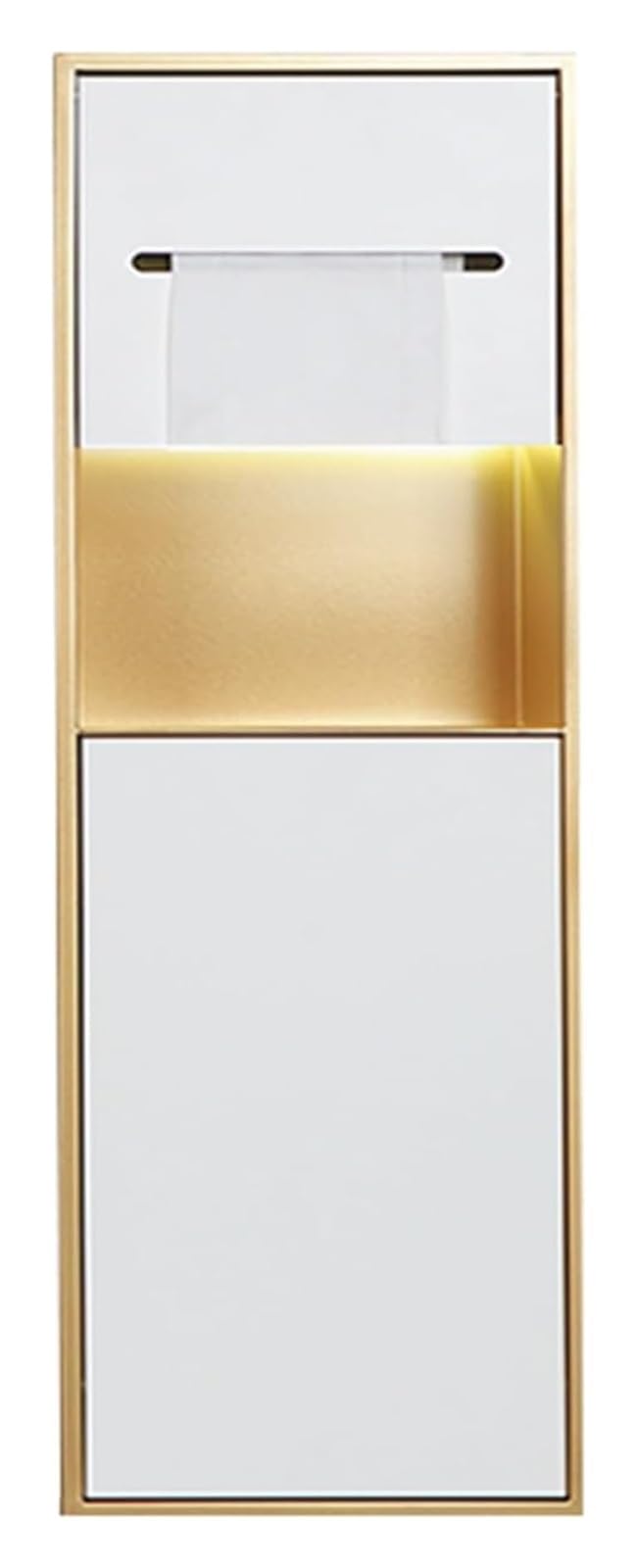 Portarrollos Empotrado, Nicho empotrable Tres en uno de Acero Inoxidable con o sin luz(Gold,616x196x125mmWithout)