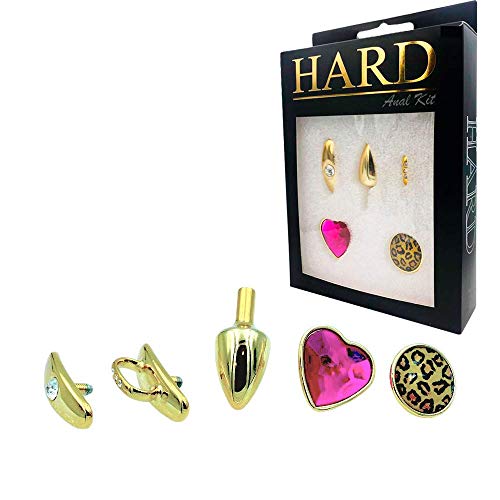 Kit Plug Iniciante Joia Formato De Coração Dourado Inoxidável 4 Bases Diferentes