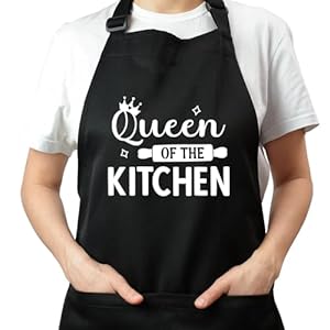 FUKPO Kochschürze Damen Schwarz 'Queen of Kitchen'