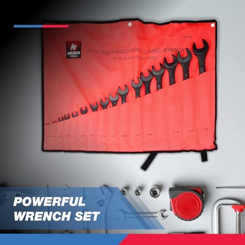 Image of Neiko 03575A Jumbo Combination Wrench Set | 16 Piece | MM | 6 mm to 32 mm | Raised Panel Construction
