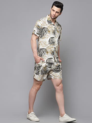 Image of Rigo Printed Co-Ord Set for Men's | Casual Shirt & Shorts Night Suit Set | Lounge-wear Nightdress Pajama Set for Men's | Night Wear, Beach Wear, Vacation Wear Outfit