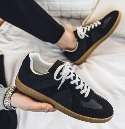 Fashion Sneakers，Breathable Running Casual Board Shoes， Leather Lace Up Retro Sneakers，Lightweight Comfort Walking Footwear for Women Men4