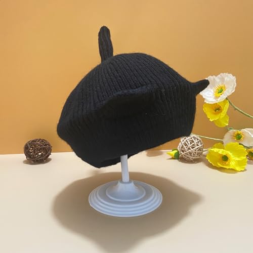 Kids Knitted Beret Super Cute Cat Ears Little Girls Artist French Beret Cap Winter Hat4