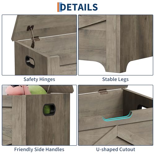 GAOMON Storage Chest, Wooden Toy Storage Bench, Modern Style Lift-Top Toy Chest with Safety Hinge for Entryway, Bedroom, Living Room, Supports 300 Lb and Easy Assembly