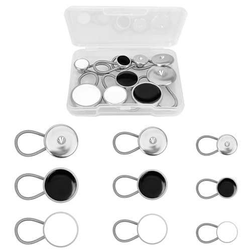 9 Stk Hosenknopf Verlängerung, 10mm/15mm/19mm Hosenbunderweiterung Knopf, Knopfverlängerung für Hosen, Taillenverlängerung Jeansknopf Button für Jeans, Röcke, Hosen, Anzughose（Haarfeder）