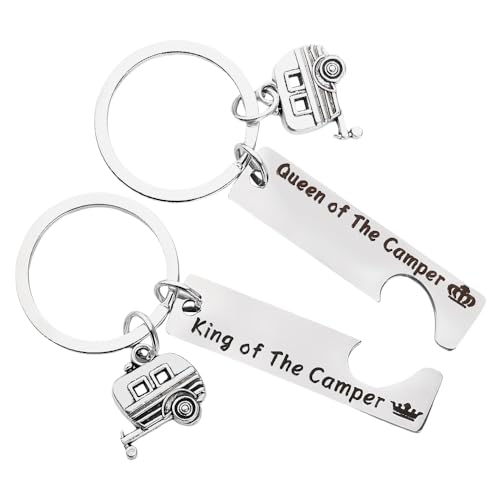 Yreamont Llaveros a juego para parejas, regalos del día de San Valentín para novio, novia, regalos de cumpleaños para marido y esposa, Camper King and Queen, S