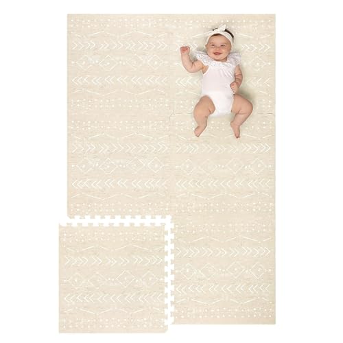 Lillefolk Baby Play Mat for Floor – 4x6ft Beige | Soft Non Toxic Premium EVA Foam Tiles for Tummy Time, Crawling & Playroom – Waterproof Interlocking Floor Mat for Babies & Toddlers (6 Tiles)