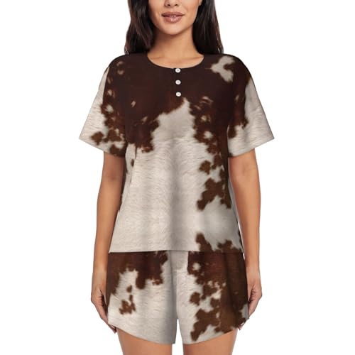 Pyjama imprimé vache femme vêtement de nuit ample contre la chaleur
