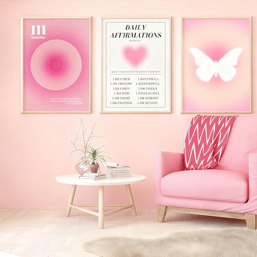 HARY Lot de 3 posters esthétiques - 20 x 30 cm - Motif papillons - Décoration esthétique pour chambre de fille