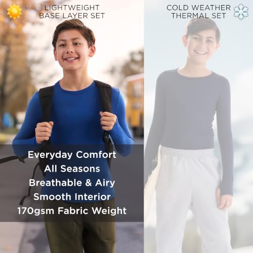 Image of Cuddl Duds Heavyweight 2 Piece Sets Base Layer Thermal Underwear for Boys | Winter Clothing, Fleece Lined Long Sleeve Top & Leggings, Soft Lounge Set for Cold Weather, Moisture Wicking Heat Retention