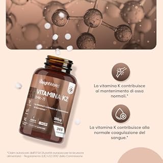 Vitamina K2 MK7 200µg, Vegana, 1 Compressa al Giorno, 1 Anno di Fornitura, 365 Compresse da 5 mm, K2 Vitamina, Menachinone, Integratore Privo di Magnesio Stearato e Glutine, Prodotto nel Regno Unito