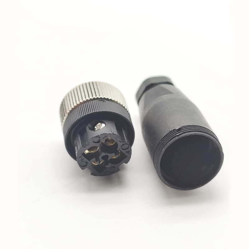 10Pcs M12 4 Pin Female Connector, Field Assembly Wireable Adapter 12mm IP67 Waterproof Straight Sensor D Code Unshiled Industrial Circular Connector for Electric Bicycles PG7 Cable 250V 4A(10PCS)