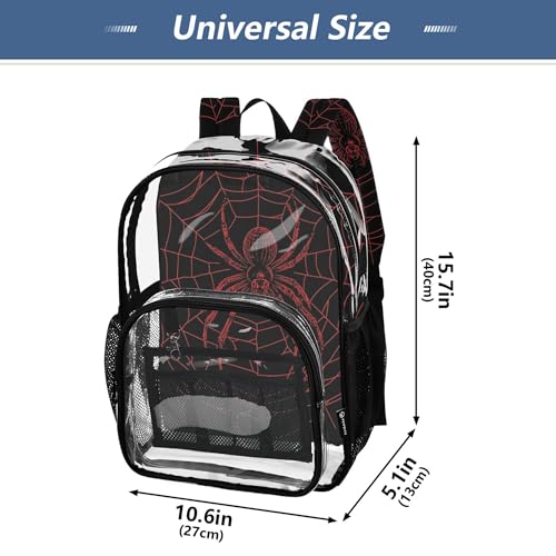 Halloween Spider Web Black Clear Backpack PVC Transparent Backpack Lightweight Book Bags Capacity Clear Bag for Boys Girls4