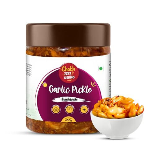 Image of Chakh Kar Dekho Garlic Pickle - 400 gm | Traditional Homemade Lehsun Ka Achar | Bold & Spicy Indian Pickle | Pure Mustard Oil & Rich Spicy Flavour