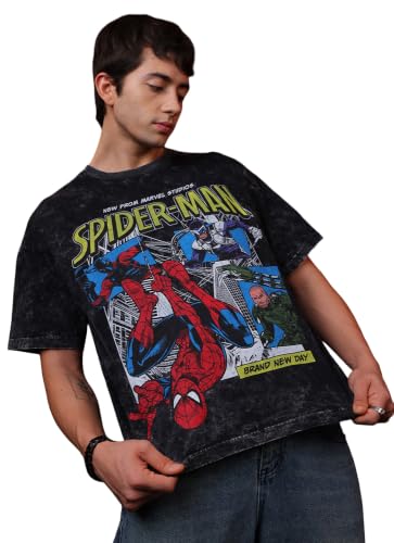 Image of Free Authority Official Marvel Spider-Man Brand New Day Graphic Printed Men's Oversized Fit T-Shirt | Pure Cotton Crew Neck Half Sleeve Casual Summer Tee