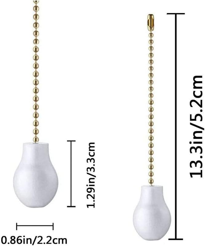 Image of Ceiling Fan Chain Pulls Extenders Decorative Ornaments 12 Inches White Color Wooden Pendant Pull Chain Extension for Ceiling Light Lamp Fan Chain 4 Pcs (white and bronze) gold chain