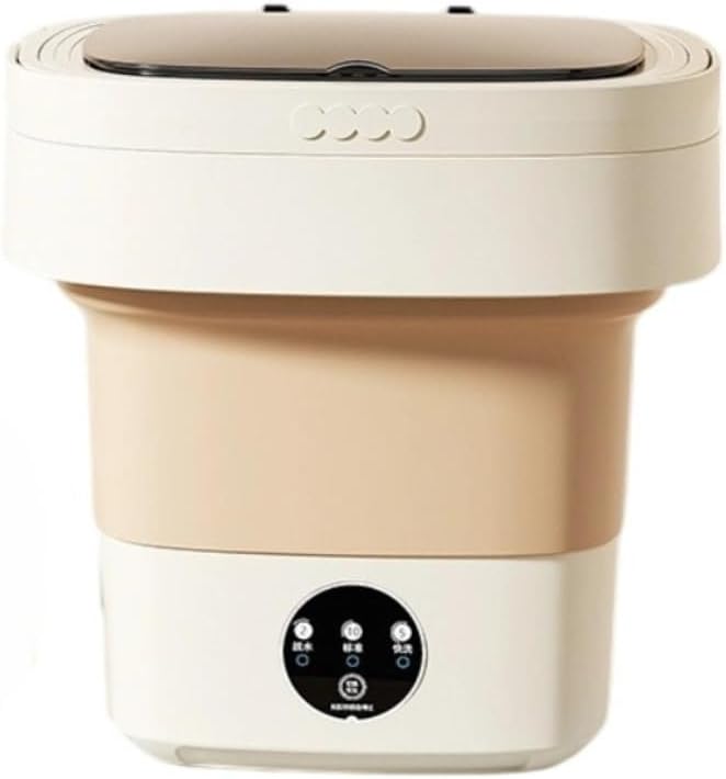 Fiyyuga 洗濯機、折りたたみ式ミニ、家庭用、寮用、学生用、一人用 (カーキ,8L)