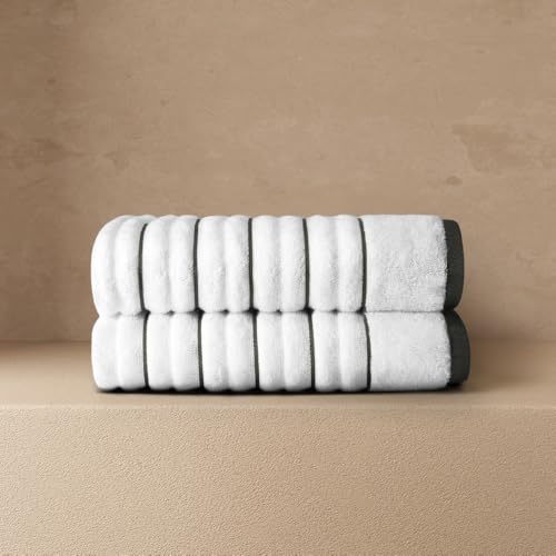 Image of Spaces Hand Towels | 100% Cotton | Spa & Gym Towel | Ultra Soft & Highly Absorbent | 575 GSM | 2 Piece Set | Premium Hand Towel | 40 x 60 cm | White