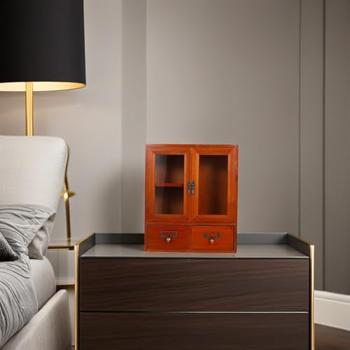 Gabinete de pared de madera marrón vintage con doble puerta para cocina y salón 3