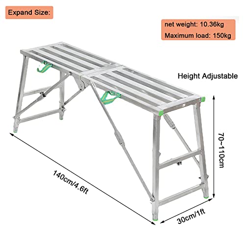 Plate-forme de travail pliable et réglable en hauteur, échafaudage métal - 6