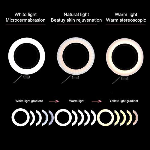 OYJJ LED Ring Fill Light, 3 modos de cor Dimmable Ring Light, USB Powered Selfie Ring Light com supo