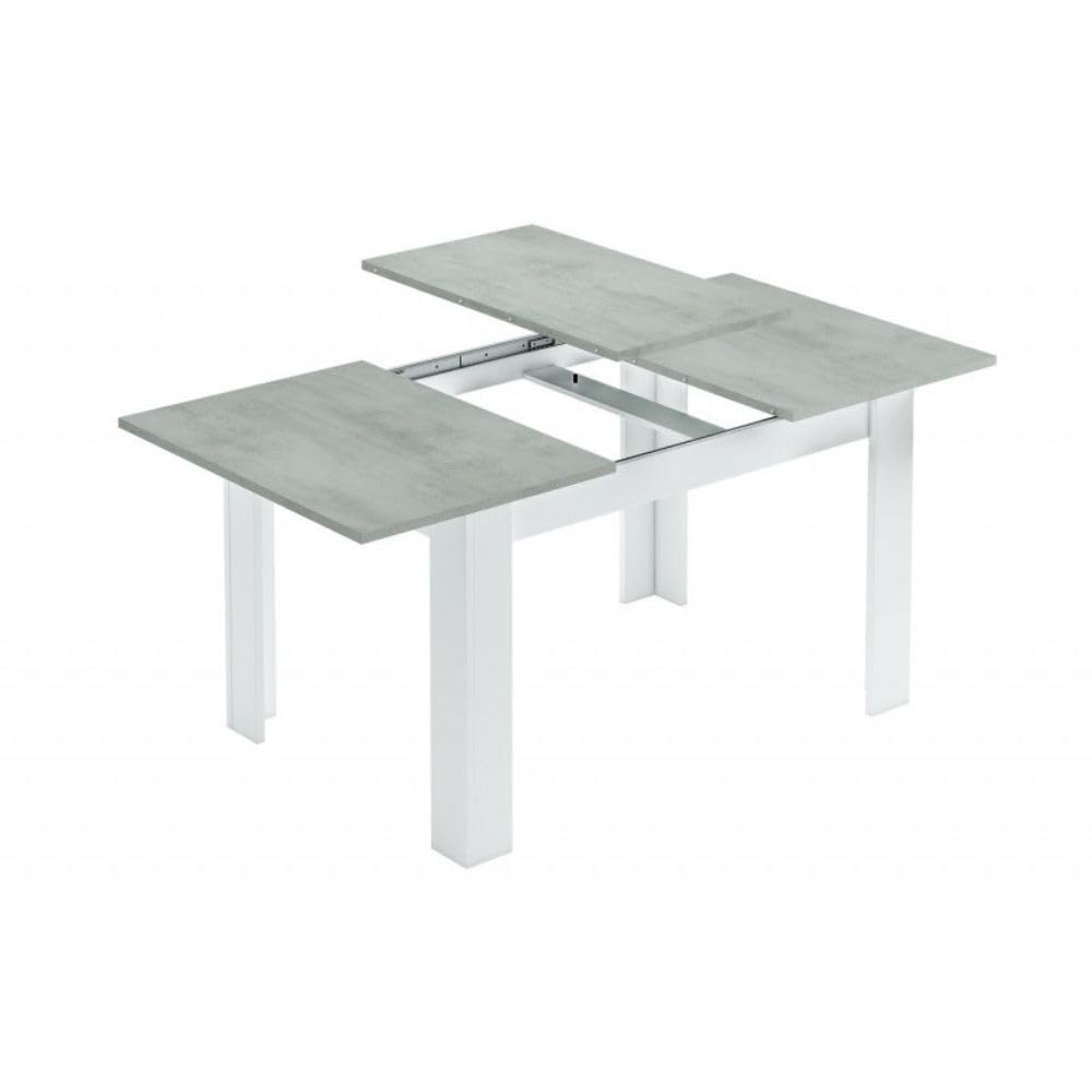 Mobelcenter, Conjunto Salón Cemento, Incluye Mueble y Mesa de Salón, Mesa de Centro y 4 Sillas, Acabado Color Blanco Artik y Cemento (P0018)