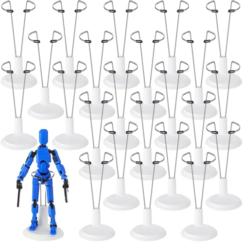Image of Yaocom 24 Pcs Doll Stand Adjustable Action Figure Display Holder Support for 4-6 Inches Dolls, Creative Storage Stand for Home Shop Birthday Party Favor for Male Female(20 cm,White)