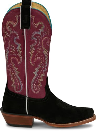 Justin Annie Up 13" Medium Square Toe Western Boot for Women - Goat Leather Western Boots with Suede Vamps & Ortholite Insole2