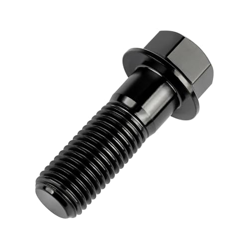 Image of Titanium Bolt M12 30 35 40 45 50 55 60 65 70 75 80 85 90mm Hex Small Flange Head for Motorcycle Car Modification Pack of 4 (M12x35mm Pitch 1.5, Black)