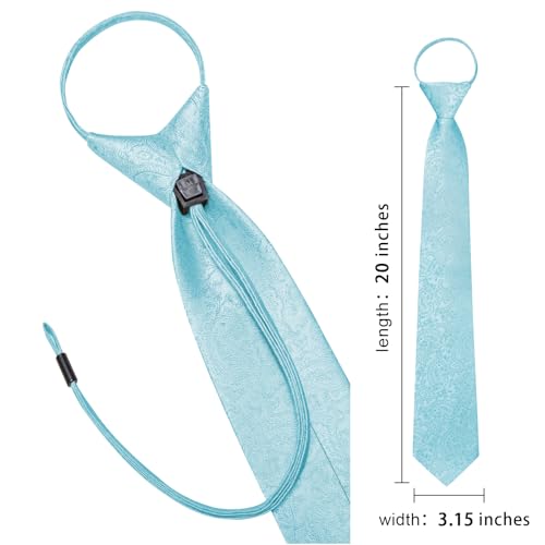 Image of Hi-Tie Zipper Ties for Men Pre-tied Tie Set Lapel Pin Pocket Square and Cufflinks Formal Business Wedding Adjustable Necktie