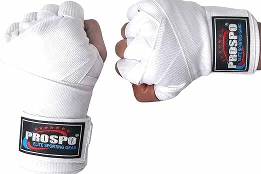 PROSPO Mexican Boxing Hand Wraps for Men & Women – 180 inch (4.5 Meter) Stretch Hand Wraps | Spandex Boxing Bandage for Wrist & Knuckle Protection | MMA, Muay Thai, Kickboxing Training – White
