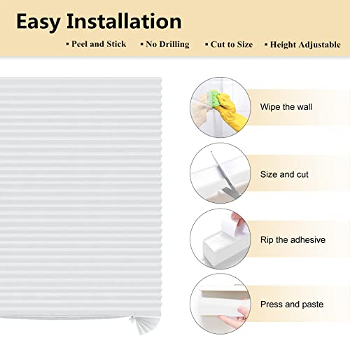 Window Blinds Cordless No Drill Cut To Size Clip On Stick On Self Adhesive Temporary Blinds Pleated Paper Blinds For Windows Doors Shades For Home Nursery Bedroom Kitchen Bathroom #TOP2