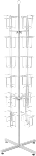 SSWBasics Rotating Greeting Card Rack - 48 Pocket - Overall Dimension: 65”H x 16”D - 48 Pockets Total (Each 5”W x 7”H x 1 5/8”D) - Perfect for