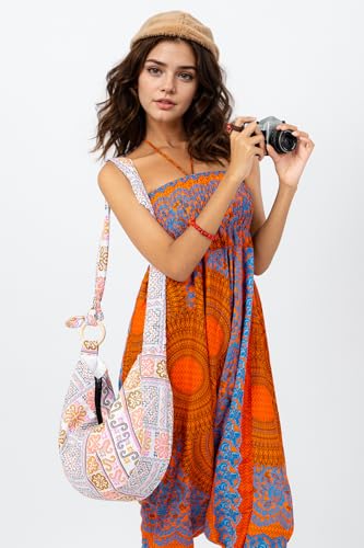 Hobo Crossbody Bag for Women – Handmade Cotton Boho Purse with Wooden Ring | Lightweight Slouchy Shoulder Sling Tote Bag4