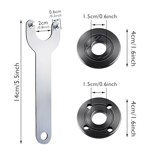 3 Piezas Accesorios para amoladoras, Juego de Accesorios para Amoladora Angular con Llave de Resorte y Tuercas Interiores y Exteriores Compatible con Amoladoras Angulares de 125 mm - imagen 2