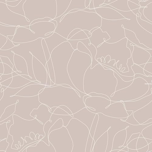 VEELIKE Carta da Parati Floreale Rosa Nuda Vintage Boho Carta da Parati Fiori Peonie 44,5cm x 300cm Fotomurale da Parete Massimalista Pellicola Adesiva per Mobili Fantasia Astratti Cameretta Bagno