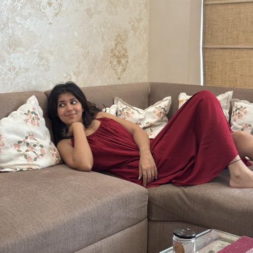 Image of Cheekee Honeymoon Soft Flow Maxi Dress for Women - Off Shoulder Nighty Gown, Comfortable Lounge & Romantic Nightwear