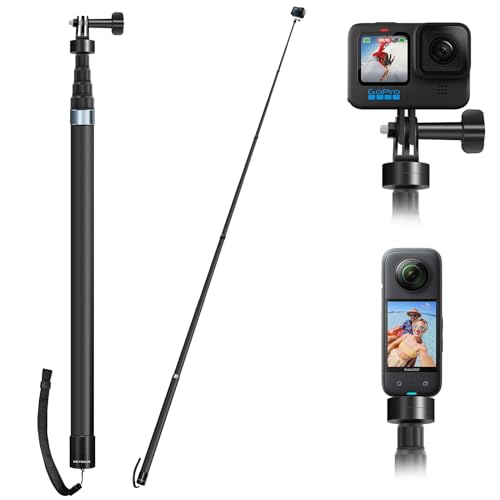 REYGEAK Extension Selfie Stick Long Pole Invisible (300cm/118inch), Light Carbon Fiber Extension Monopod for Go Pro Max Hero 12 11 10 9 One X2 X3 RS Go 3 DJI Action 4 3 Pocket 3 Accessories