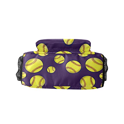 Ball Softball Baseball Purple Custom Name Backpack Waterproof Casual Daily Pack for Gift Hiking Camper Pack3