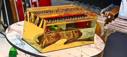 NamasteHimalayas Premium Golden Beauty 3-Reed, 42 Keys With Coupler 3.75 Octave Harmonium – Limited Edition Ideal for Events, Concerts, Kirtan, Meditation and Sound Healing Therapy