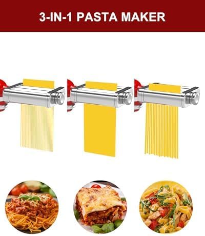 Miniatura 7 de 3IN1 Pasta Maker Attachment for All KitchenAid Mixers, Kitchen aid Pasta Attachment Includes Pasta Sheet Roller, Spaghetti Cutter & Fettuccine 1