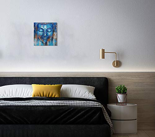 Yidepot Buddha Head Wall Decor: Indigo Blue Buddha Giclee Prints On Canvas Decorations For Living Room Office Wall Decor Buddha Wall Art Easy Hanging With Frame (12"X12"X1 Panel) #TOP5