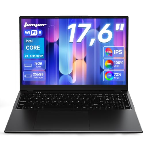 Image of jumper 17.6 inch Laptop, i3-10100Y CPU, 16GB RAM 256 SSD, 100% sRGB FHD Display