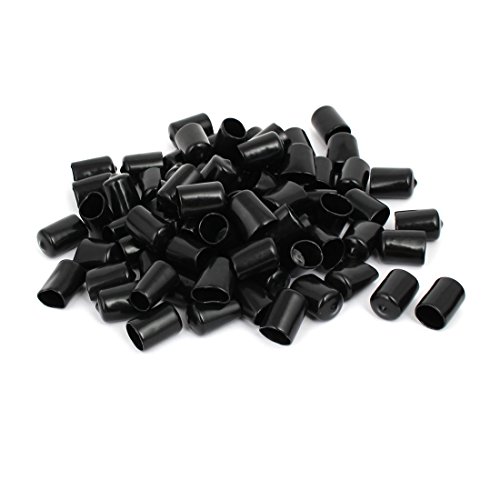 Aexit 17mm Inner Luer Fittings Dia Rubber Hose End Cap Screw Thread Protector Cover Luer Cap Fittings Black 100pcs