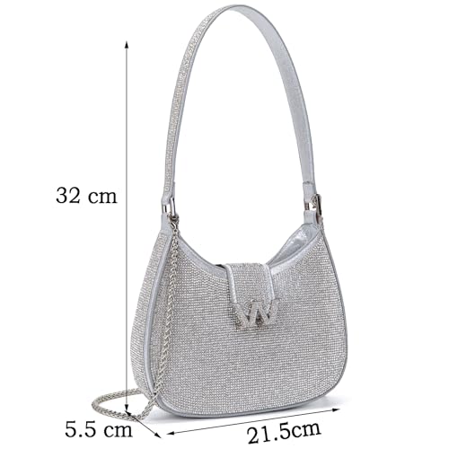 Image of BBTT.ful Rhinestone Evening Handbags Sparkling Crystal Purse Daily Casual Shoulder Bag