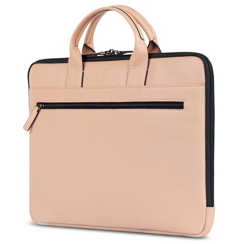 Sacoche ordinateur 16 pouces rose sac business femme en cuir nappa de qualité VON HEESEN
