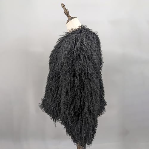 LVCOMEFF Women Real Mongolian Fur Coat Fur Jacket Long Sleeve Shaggy Outwear Premium Warm Winter4